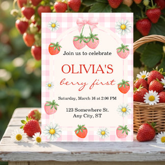 Berry 1st Birthday Strawberry Invitation