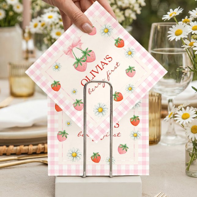 Berry 1st Birthday Strawberry Napkin (Berry 1st Birthday Strawberry Napkins)