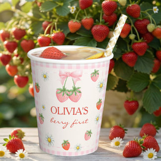 Berry 1st Birthday Strawberry Paper Cups