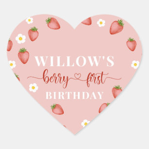 Berry 1st Birthday Strawberry Themed Stickers