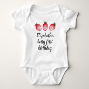 Berry 1st Birthday Strawberry Watercolor Baby Body Bodysuit