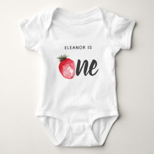 Berry 1st Birthday Strawberry Watercolor Baby Bodysuit