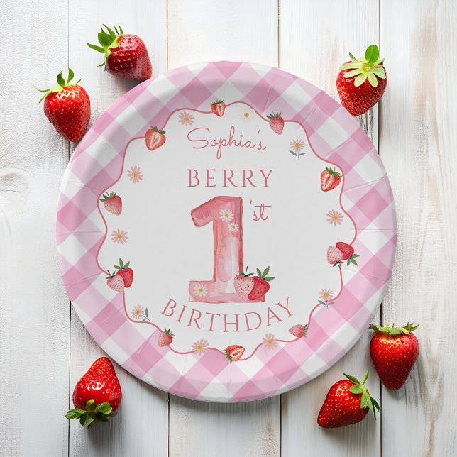 Berry 1st Birthday Wavy Paper Plate (Creator Uploaded)