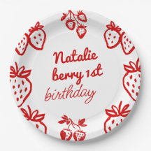 Berry 1st Hand Drawn Strawberry Girl Fun Birthday