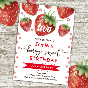 Berry 2nd Birthday Watercolor  Invitation