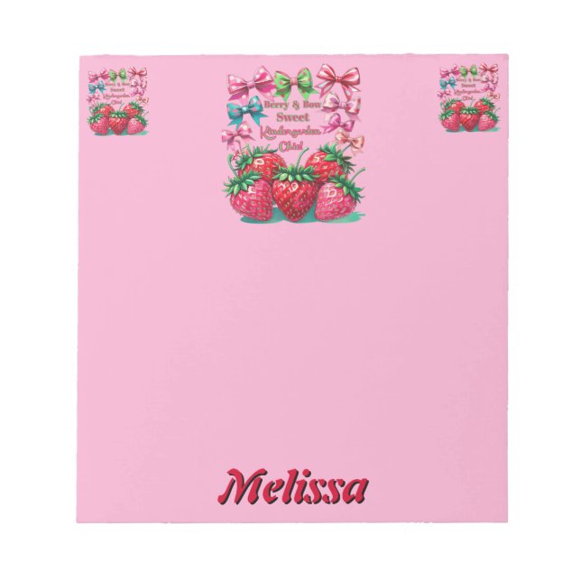 Berry and  Bow Sweet Kindergarten Chic Notepad (Front)