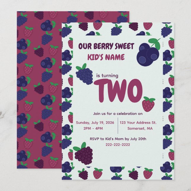 Berry Any Age Birthday Invitation (Front/Back)