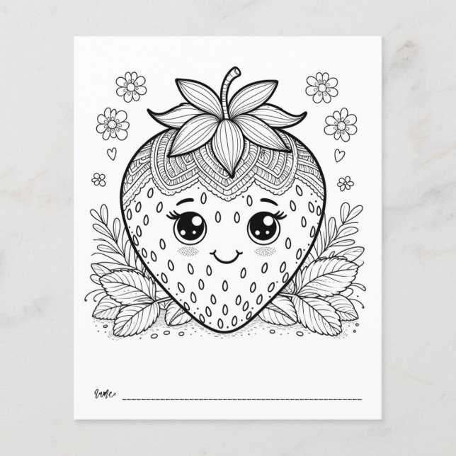 Berry Baby Shower Kids Activity Colouring Sheet (Front)