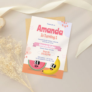 Berry & Banana First Birthday Invitation