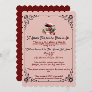 Berry Beautiful Bridal Shower Tea Time Invitation
