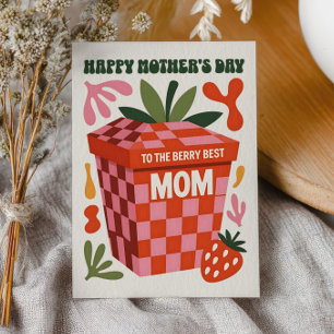 Berry Best Mum Chequered Retro Mother's Day  Holiday Card