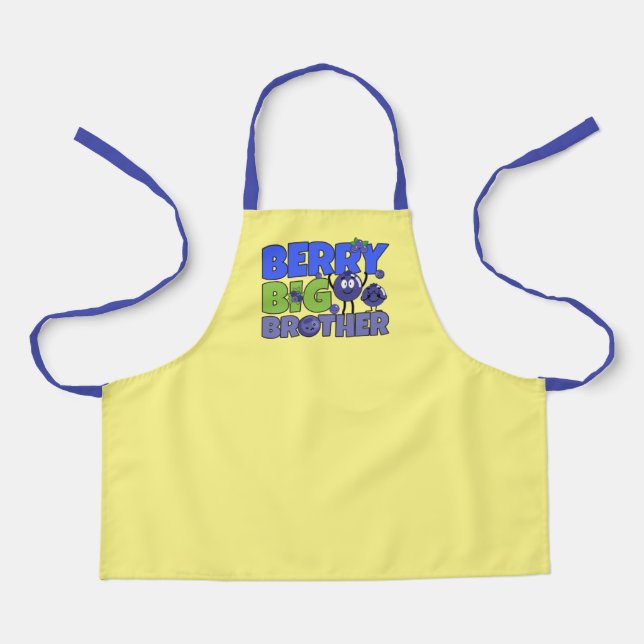 Berry Big Brother - Sibling Blueberry Pun Apron (Front)