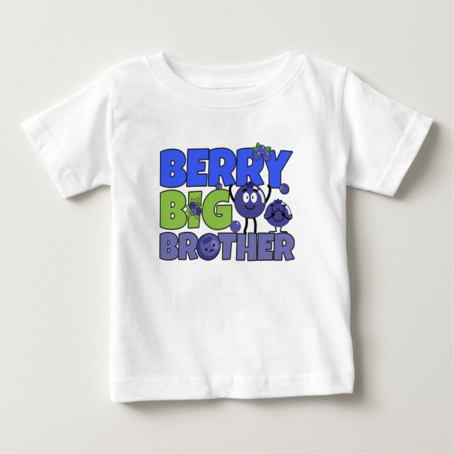 Berry Big Brother - Sibling Blueberry Pun Baby T-Shirt (Front)