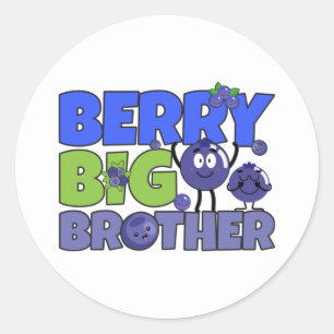 Berry Big Brother - Sibling Blueberry Pun Classic Round Sticker