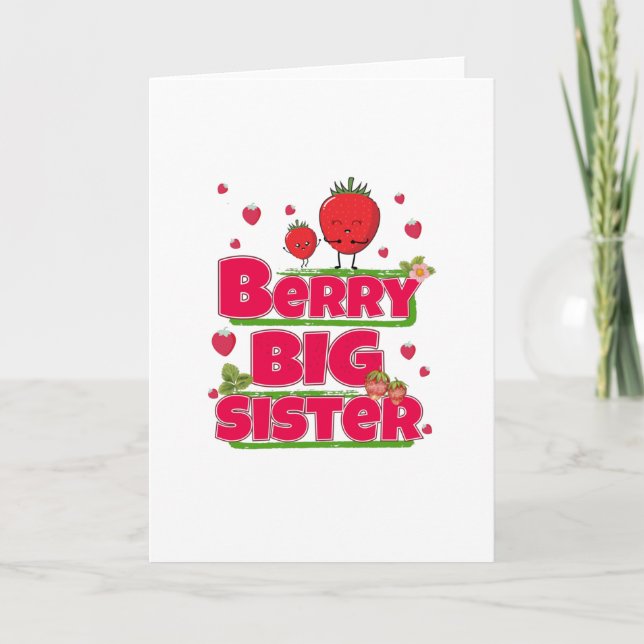Berry Big Sister - Cute Strawberry Pun Card (Front)