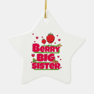 Berry Big Sister - Cute Strawberry Pun Ceramic Ornament