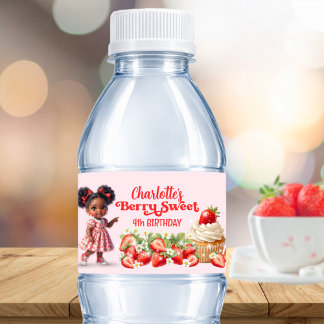 Berry Birthday -  Afro Baby Berry Sweet Water Bottle Label