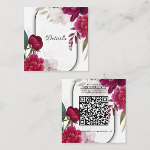 Berry Bloom Garden Floral Glam Wedding Details Square Business Card