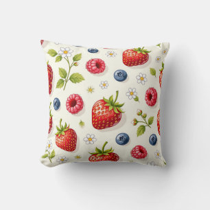 Berry Blossom Pattern Fresh Summer Fruits Cushion
