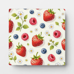 Berry Blossom Pattern Fresh Summer Fruits Plaque