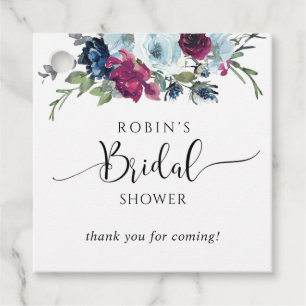 Berry Blue and Burgundy  Bridal Shower/Brunch Favour Tags