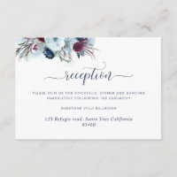 Berry Blue and Burgundy Floral Wedding Reception