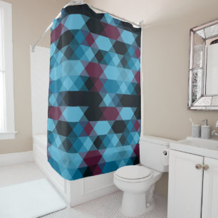 Berry Blue ebony geometric Shower Curtain