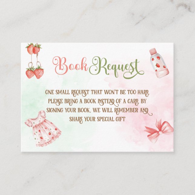 Berry Boho Girl Baby Shower Books For Baby Enclosure Card (Front)