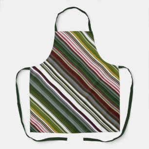 Berry Bush Green and Red Stripe Apron