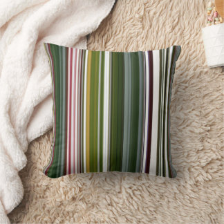 Berry Bush Green and Red Stripe Cushion