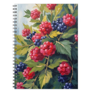 Berry Bush Raspberry Blackberries Watercolor Fruit Notebook