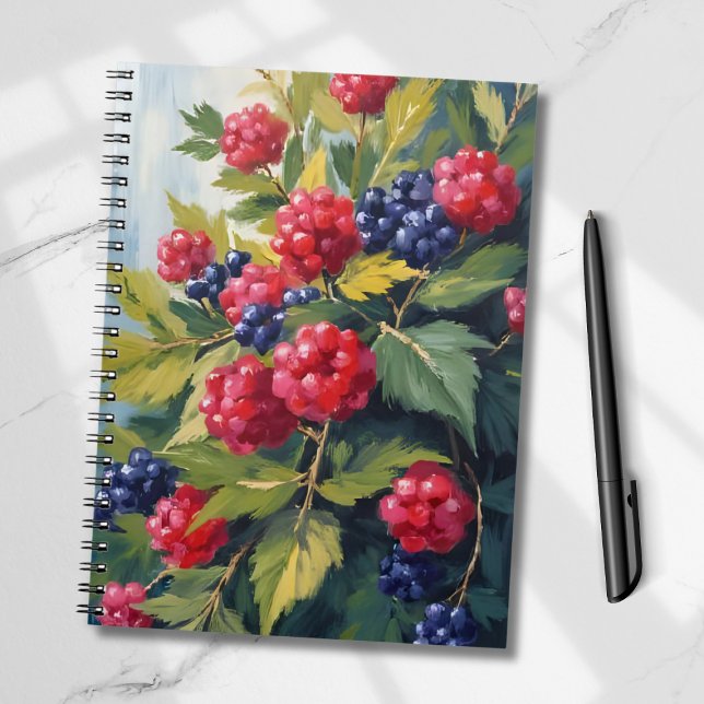 Berry Bush Raspberry Blackberries Watercolor Fruit Notebook (Creator Uploaded)