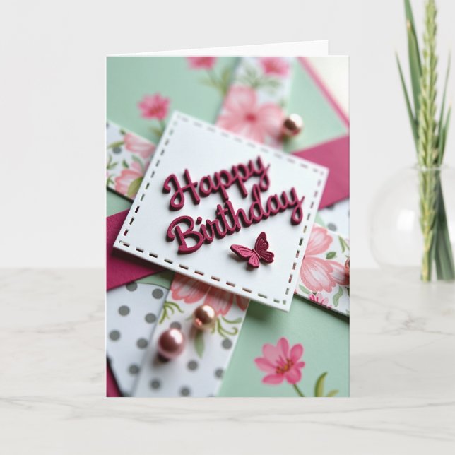 Berry Butterfly Birthday Card (Front)