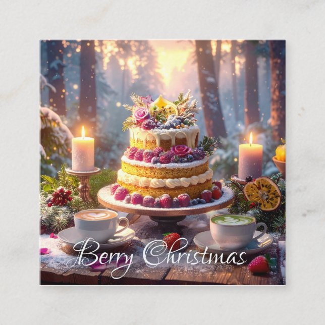 BERRY CHRISTMAS Flat Note Card (Front)