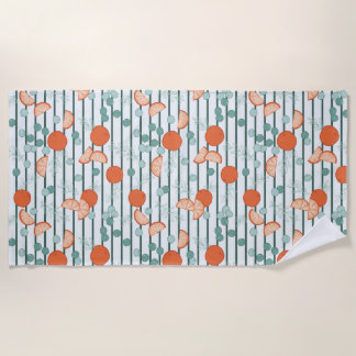 Berry Citrus - Dark Green Stripes Beach Towel