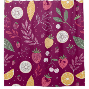 Berry Citrus Shower Curtain – Vibrant Fruit Patter