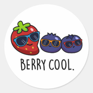 Berry Cool Funny Strawberry Blueberry Pun  Classic Round Sticker