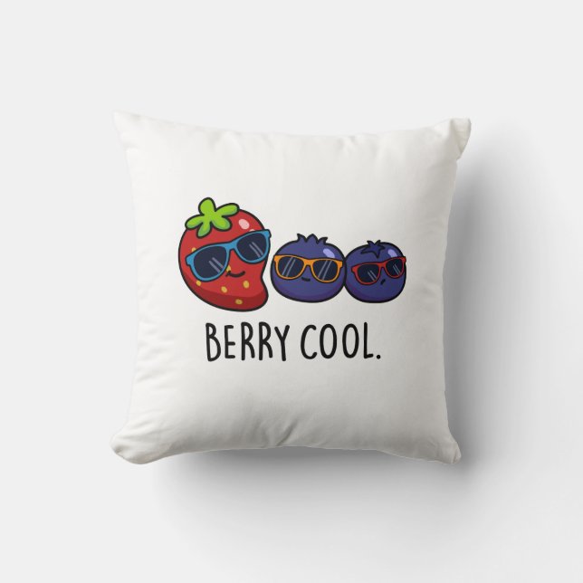 Berry Cool Funny Strawberry Blueberry Pun  Cushion (Front)