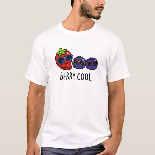 Berry Cool Funny Strawberry Blueberry Pun  T-Shirt (Front)