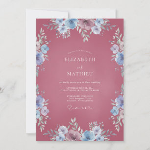 Berry Cornflower Bloom Wedding Invitation