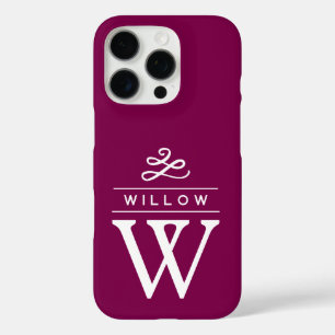 Berry Custom Monogram Elegant Minimalist iPhone 16 Pro Case