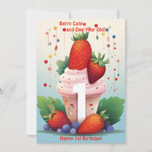 Berry Cute 1st Anniversary Birthday Card