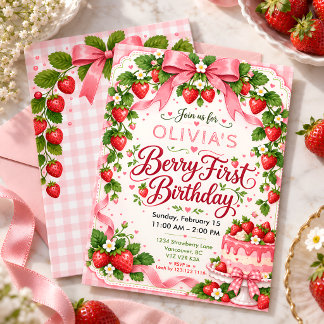 Berry Cute First Birthday Bash Invitation