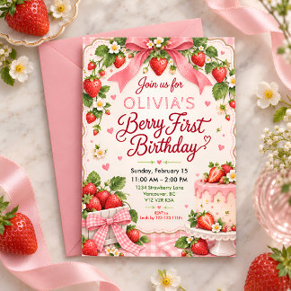 Berry Cute First Birthday Bash Invitation