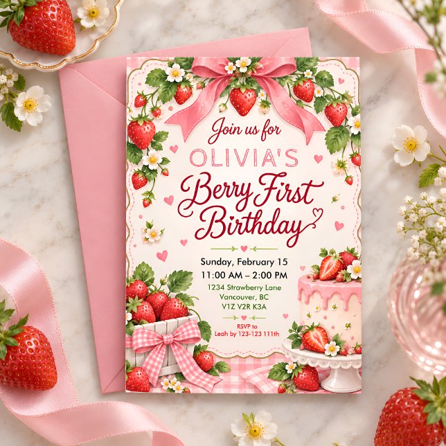 Berry Cute First Birthday Bash Invitation (Creator Uploaded)