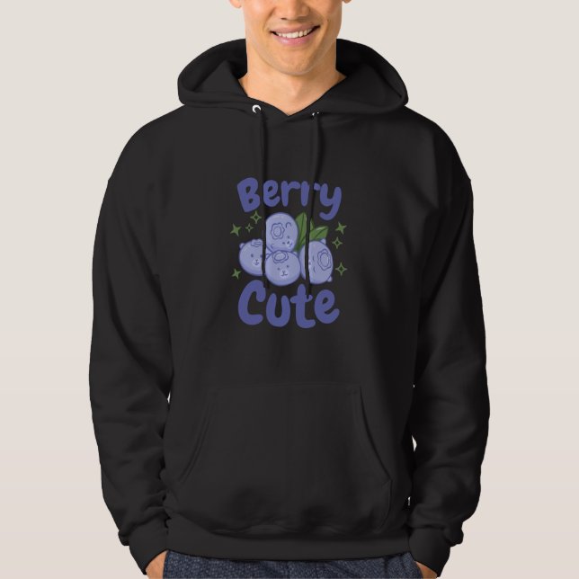Berry Cute Kawaii Blueberries Hoodie (Front)