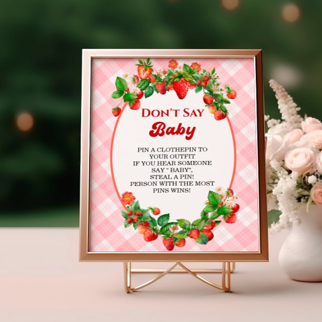 Berry Cute Pink Gingham Dont Say Baby Game Poster (Creator Uploaded)