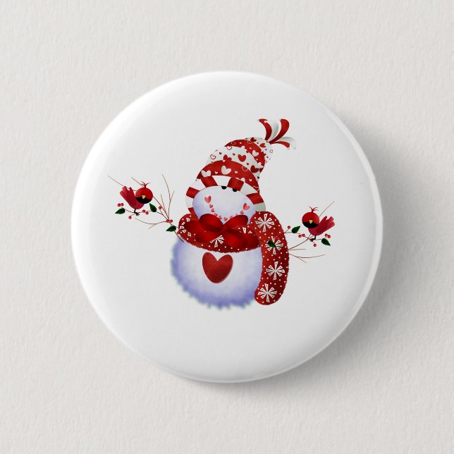Berry Cute Snowman 6 Cm Round Badge (Front)