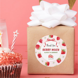 Berry Cute Thank You 1st Birthday Sticker