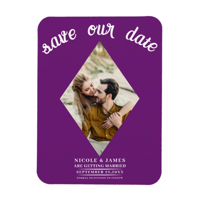 Berry Diamond Photo Wedding Save the Date Magnet (Vertical)
